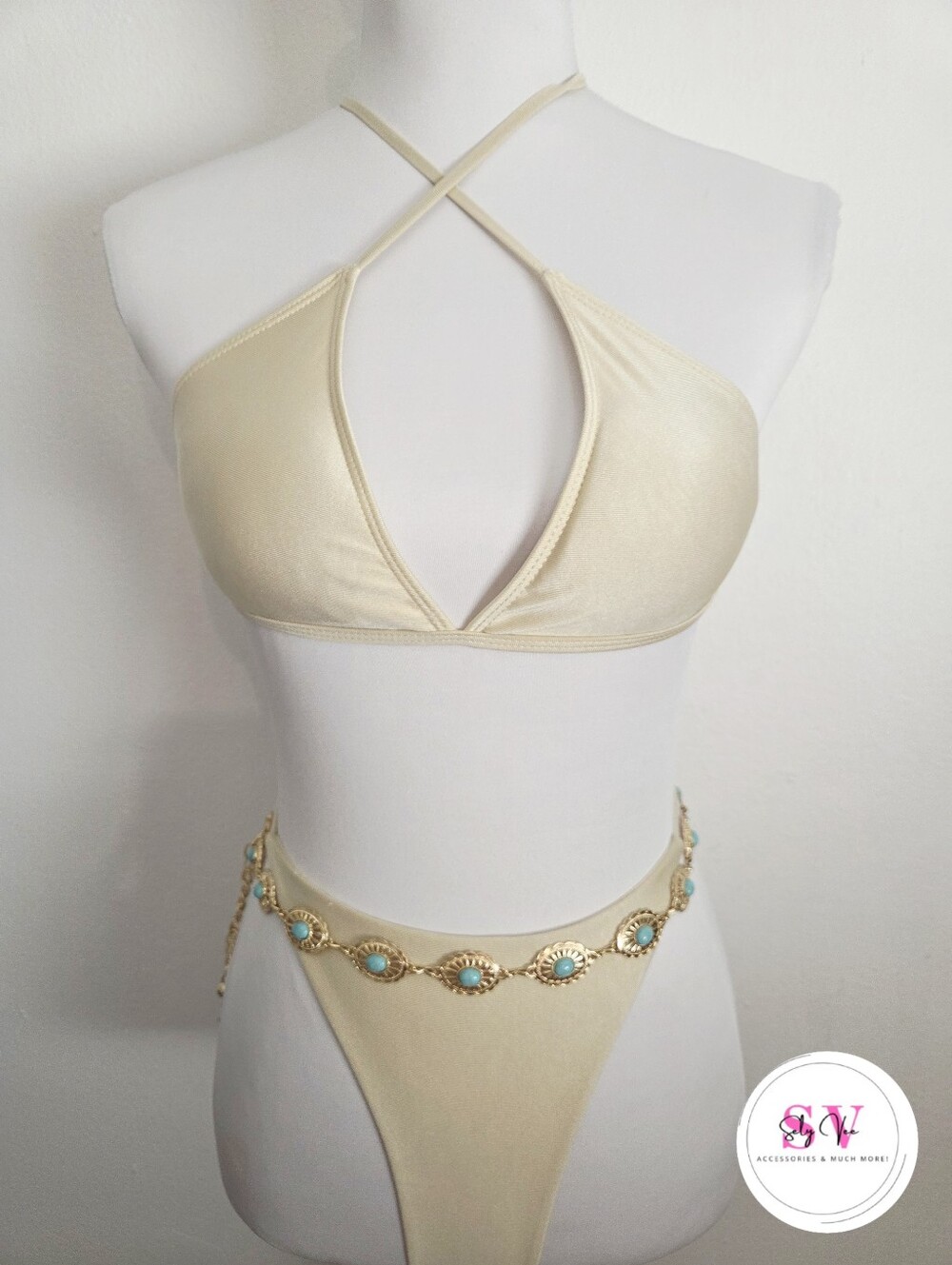 Gold Chain Belt With Turquoise Accent